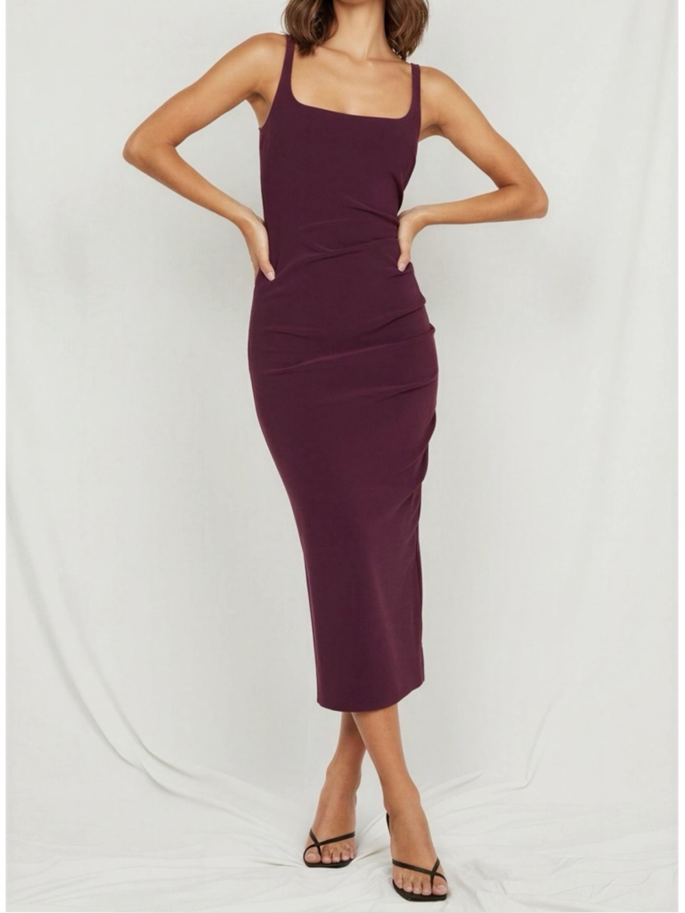 BEC & BRIDGE Karina Tuck Midi Dress, Plum, 10 (US)